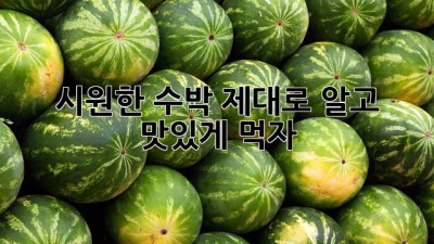 시원한 수박, 제대로 알고 맛있게 먹자!